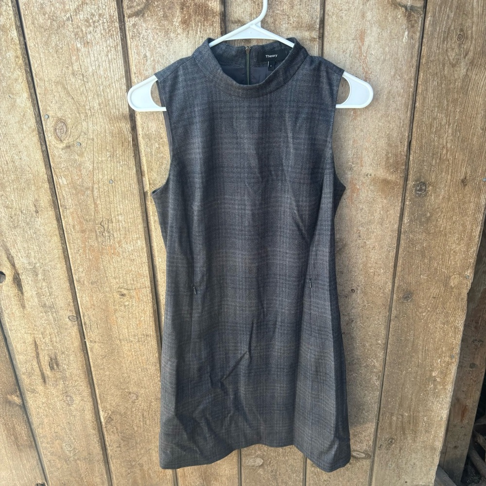 THEORY Gray Light Wool Blend Sheath Dress 4 Sleeveless Lined